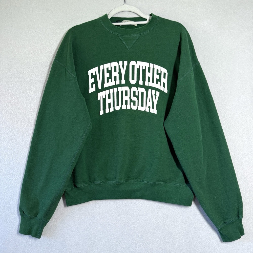 Every Other Thursday Sweatshirt Medium Green Logo‎ Spellout Crewneck Pullover